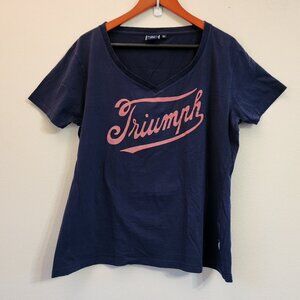 TRIUMPH Motorcycle Short SLEEVE T-SHIRT V Neck Women 3X Casual Rider Biker